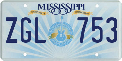MS license plate ZGL753