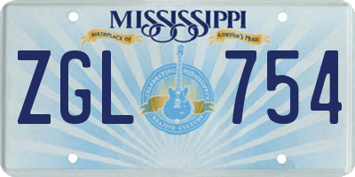 MS license plate ZGL754