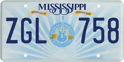 MS license plate ZGL758