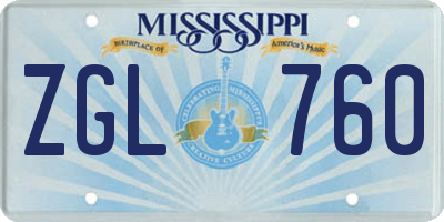 MS license plate ZGL760