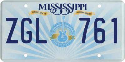 MS license plate ZGL761