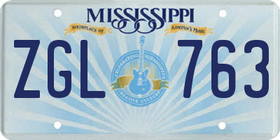 MS license plate ZGL763
