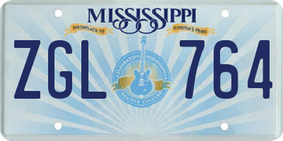 MS license plate ZGL764