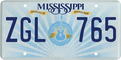 MS license plate ZGL765