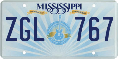 MS license plate ZGL767