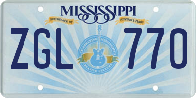 MS license plate ZGL770