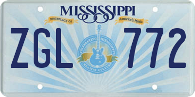 MS license plate ZGL772