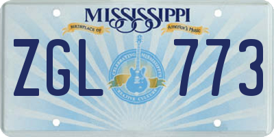 MS license plate ZGL773