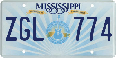 MS license plate ZGL774