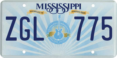 MS license plate ZGL775