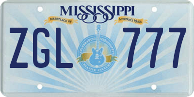 MS license plate ZGL777