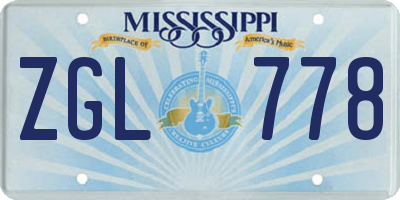 MS license plate ZGL778