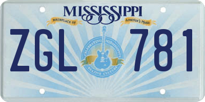 MS license plate ZGL781