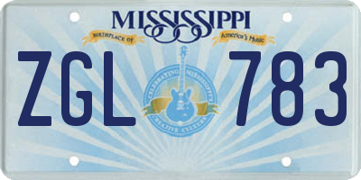 MS license plate ZGL783