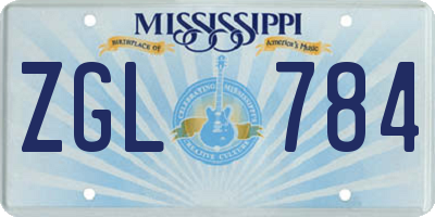 MS license plate ZGL784