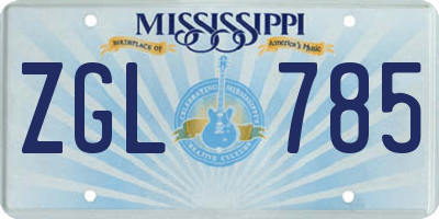 MS license plate ZGL785
