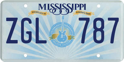 MS license plate ZGL787