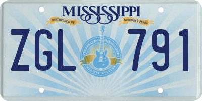 MS license plate ZGL791