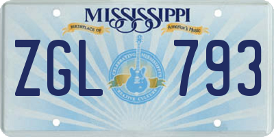 MS license plate ZGL793