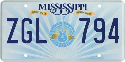 MS license plate ZGL794
