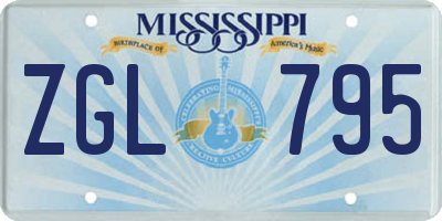 MS license plate ZGL795