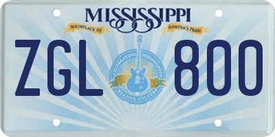 MS license plate ZGL800