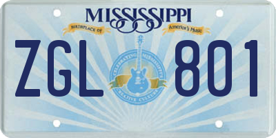 MS license plate ZGL801
