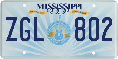 MS license plate ZGL802