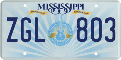 MS license plate ZGL803