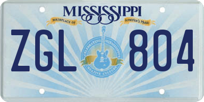 MS license plate ZGL804