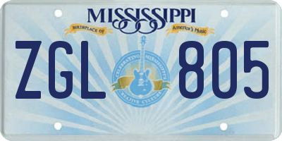 MS license plate ZGL805