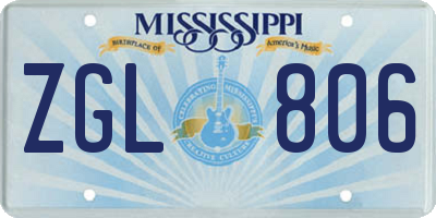 MS license plate ZGL806
