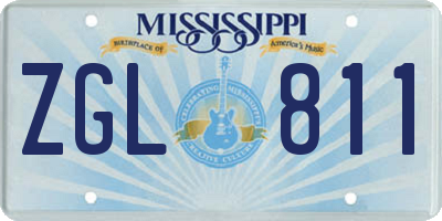 MS license plate ZGL811