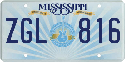 MS license plate ZGL816