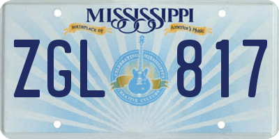 MS license plate ZGL817