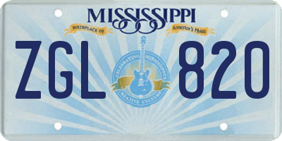 MS license plate ZGL820