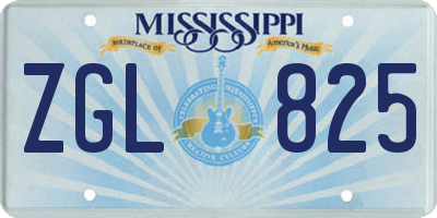 MS license plate ZGL825