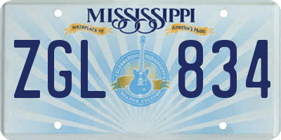 MS license plate ZGL834