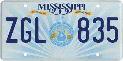 MS license plate ZGL835