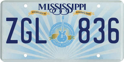 MS license plate ZGL836