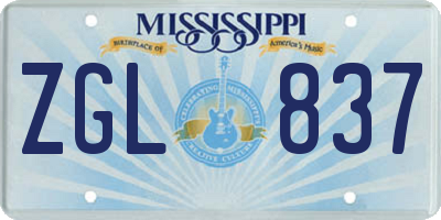 MS license plate ZGL837