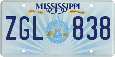 MS license plate ZGL838