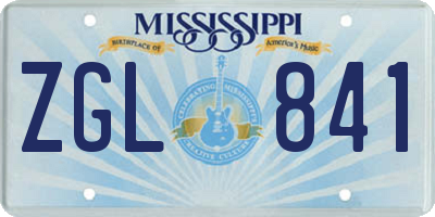 MS license plate ZGL841