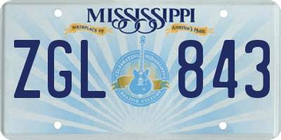 MS license plate ZGL843