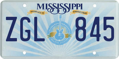 MS license plate ZGL845
