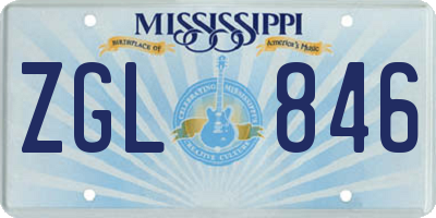 MS license plate ZGL846