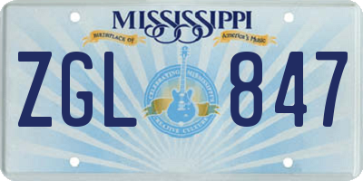 MS license plate ZGL847