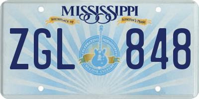 MS license plate ZGL848