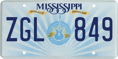 MS license plate ZGL849