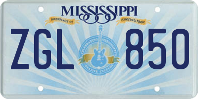 MS license plate ZGL850